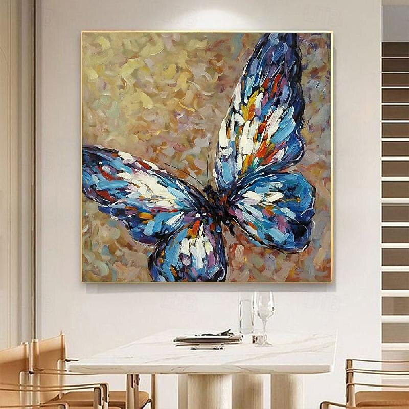 Butterfly Oil Painting Hand Painted Butterfly Oil Painting On Canvas - Modern Impressionist Animal painting wall Art Thick animal Painting  Heavy Texture animal oil painting3