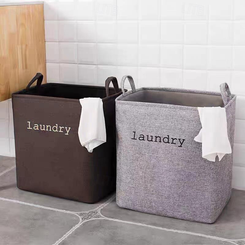Foldable Laundry Basket for Home, Large Capacity Cotton Linen Clothes Organizer for Bathroom and Laundry Room2