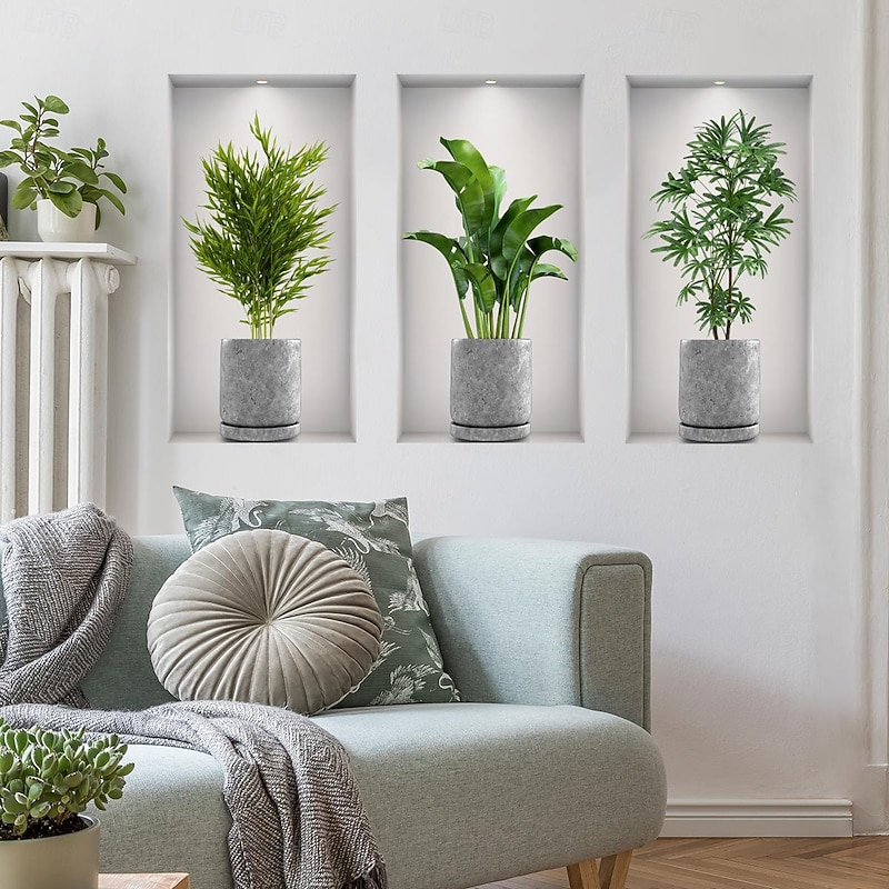 Self-Adhesive 3D Plant Wall Stickers - Waterproof, Dirt-Resistant, Easy Peel-and-Stick Decals for Living Room, Bedroom, Kitchen, and Office - Transform Your Home3