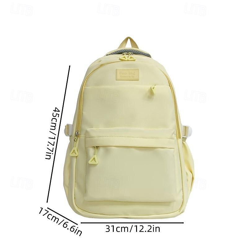 Women's Backpack School Bag Bookbag School Daily Solid Color Nylon Large Capacity Breathable Durable Zipper Black Yellow Blue3