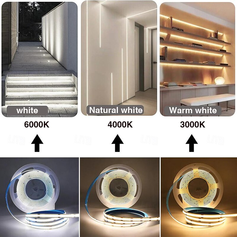 COB LED Strip Lights DC 12V 320 Diodes COB Flexible LED Bar Tape Ribbon Linear for Room Decor 1m/2m/3m/4m/5m2