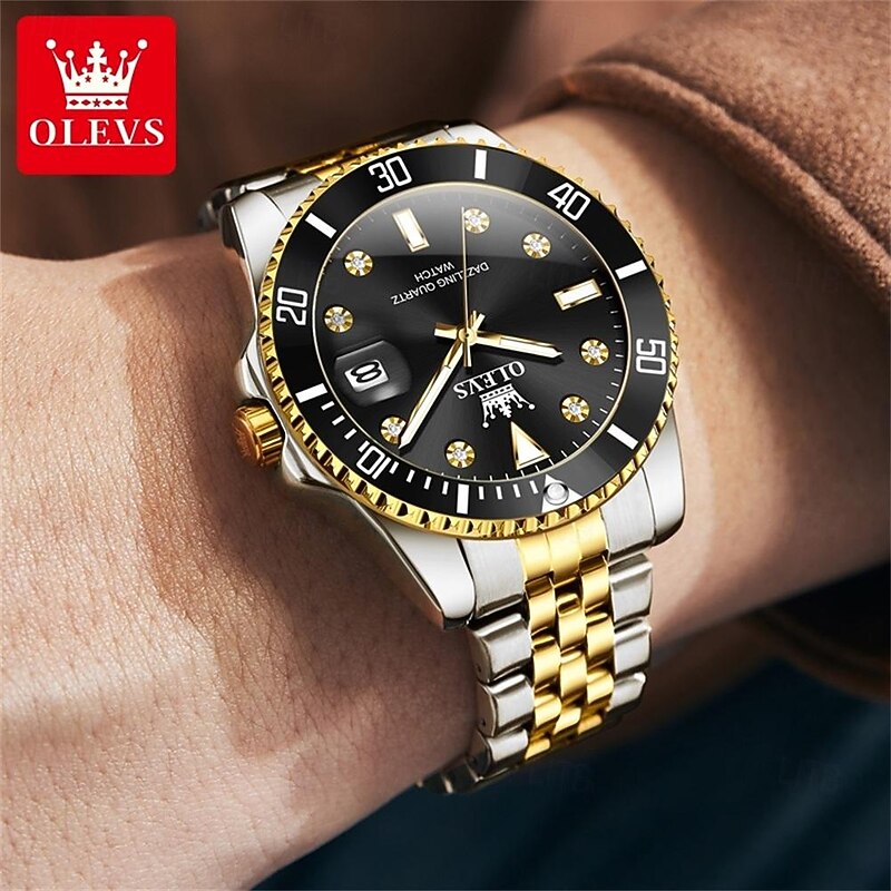 OLEVS Men Quartz Watch Outdoor Sports Fashion Wristwatch Luminous Calendar Waterproof Decoration Steel Watch4