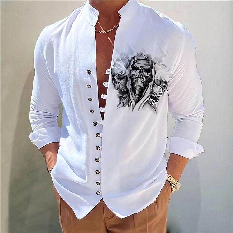Men's Floral Shirt Button Up Shirt Long Sleeve Fashion Designer Casual Vacation Daily Going out Fall Autumn / Fall Spring & Summer Stand Collar Print White+Red Black White Yellow Pink3