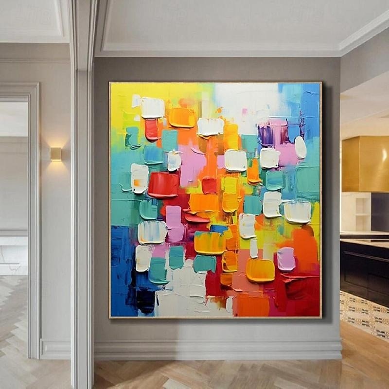 Hand-Painted Color Block Abstract Oil Painting On Canvas Colorful Painting modern abstract art oil painting handmade Fantasy PaintingTexture Painting pattle knife oil painting