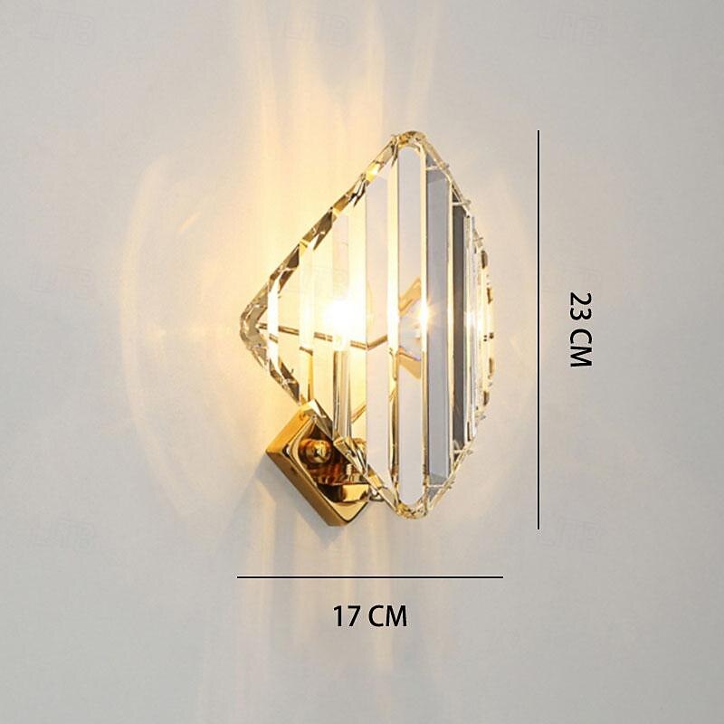LED Indoor Wall Lights 3-Color Light 17/32cm 1/2/3-Light Fixtures Square Crystal Wall Mount Lamp Postmodern Wall Sconce Lighting E14 Elegant Metal Wall Sconces for Bedroom Bedside Living Room Hallway Entryway 85-265V4