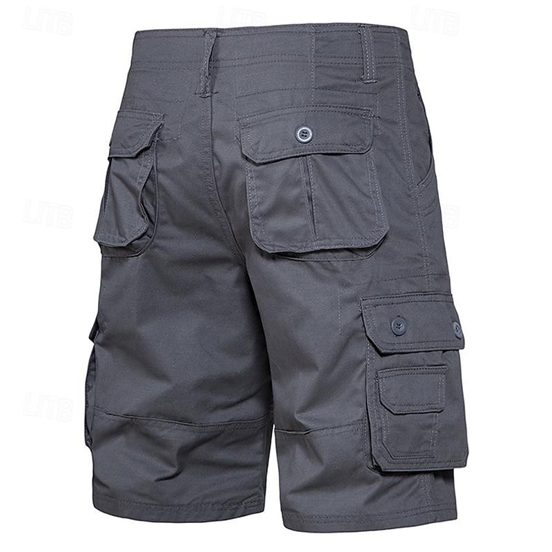 Men's Cargo Shorts Shorts Casual Shorts Buttons Multi Pocket Plain Comfort Soft Knee Length Outdoor Daily Beach Fashion Streetwear ArmyGreen Black Micro-elastic3
