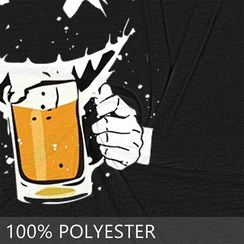 Men's Black Short Sleeve Graphic T-Shirt - Beer Face Design for Parties & Hobbies3