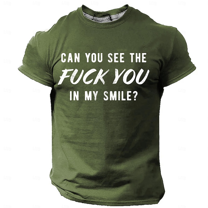 Men's Rude Offensive Graphic Slogan T shirt Short Sleeve T shirt 3D Print Crew Neck Shirt Retro Vintage Casual Street Style Sports Outdoor Holiday Going out Black Blue Green Spring & Summer Clothing