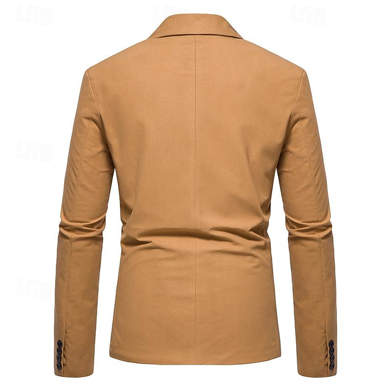 Men's Lightweight Jacket Blazer Wedding Prom Dress Business Chinoiserie Spring & Summer Autumn 95% Polyester 5% Spandex Solid Color Solid Single Breasted One-button Blazer Black White Green Khaki4
