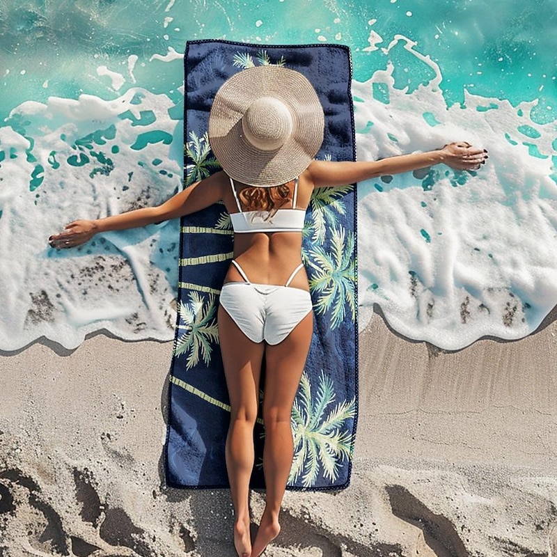 Beach Towel Palm Tree Series 100% Micro Fiber Comfy Blankets Oversized Beach Towel, 35"x70", Large Swim Towel for Teens Adults, Quick-Dry, Absorbent, Soft, Versatile for Travel, Bath and Pool4