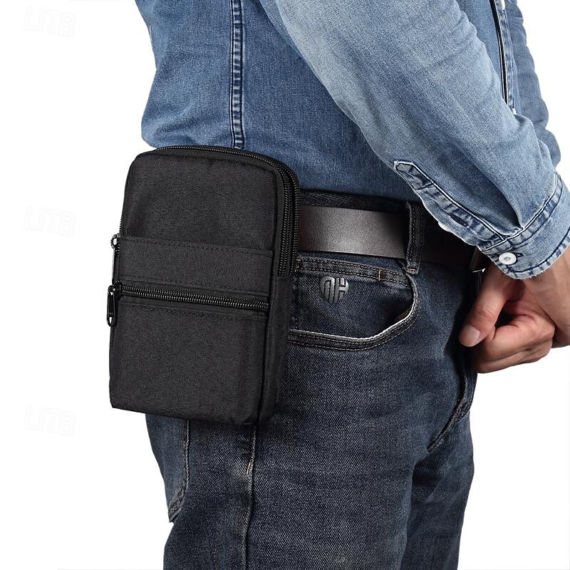 Universal 7.2 inch Denim Phone Case Waist Bag Zipper Bag Waist Hanging Diagonal Cross Bag3