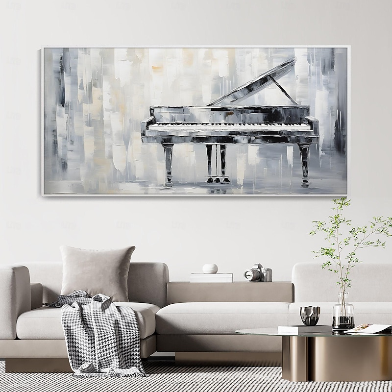 Large Original Piano Oil Painting Abstract High Quality Grey Wall Art Contemporary Artwork Modern Texture Living Room Deco Customizable Gift4