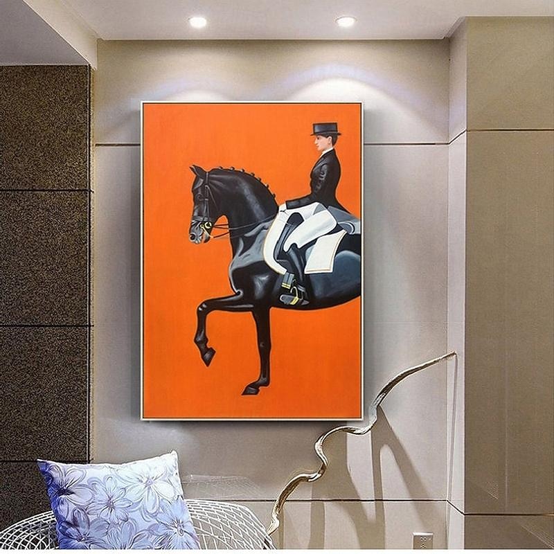 Abstract Horse Painting handmade famous oil painting hand painted Modern Fine Art Abstract Animal Painting Gray Wall Art Palette Knife Artwork painting Animalistic Decor for Living Room decoration2