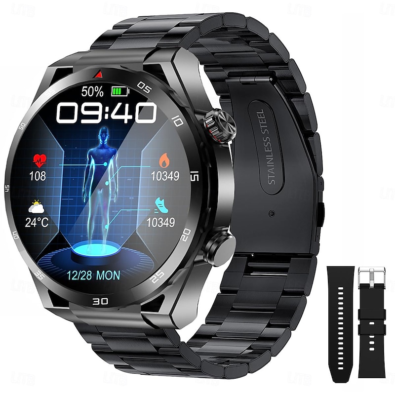 iMosi ET450 Smart Watch 1.39 inch Smartwatch Fitness Running Watch Bluetooth ECG+PPG Temperature Monitoring Pedometer Compatible with Android iOS Women Men Long Standby Hands-Free Calls Waterproof IP2