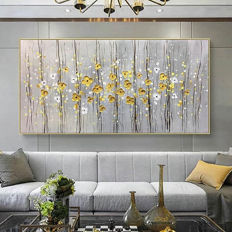 Yellow Black Flower Oil Painting on Canvas Large flower oil painting handmade Wall Art Abstract Texture painting Wall Art Custom Painting Modern artwork oil painting for Living Room Home Decor Gift4