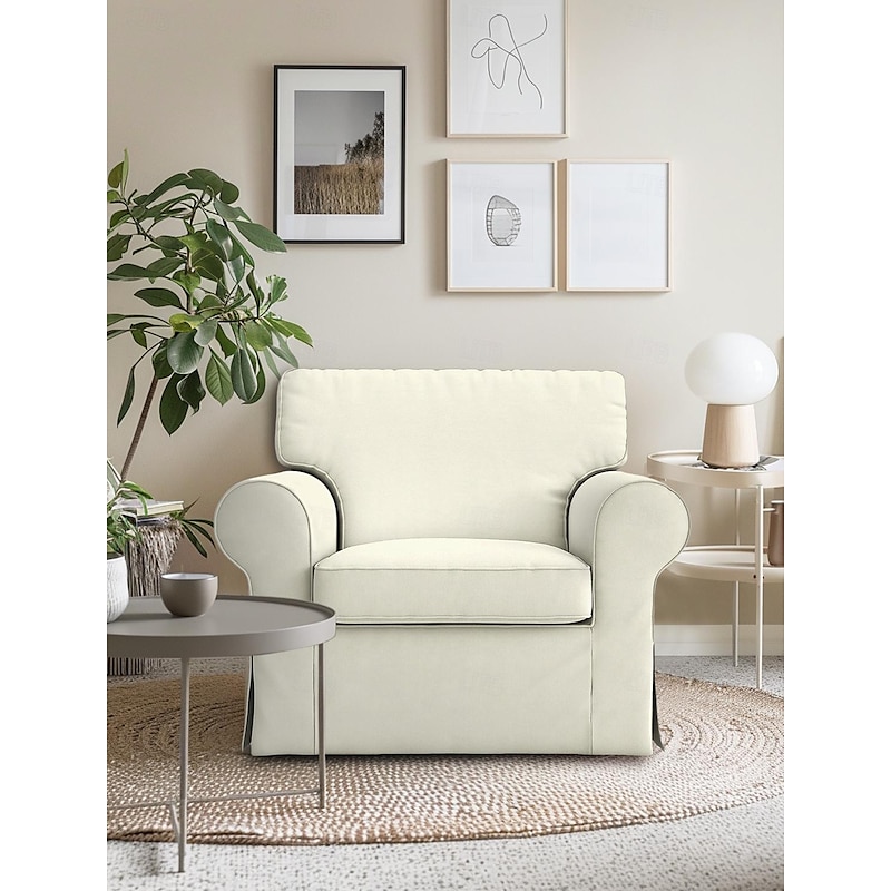 Cotton 1 Seat Chair Sofa Cover with Cushion Cover , Replacement  Armchair Cover 1 Seat Couch Slipcover for Dogs, Replacement Sofa Furniture Protector  LITB PRIME cover Ektcover3