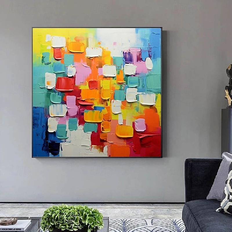 Hand-Painted Color Block Abstract Oil Painting On Canvas Colorful Painting modern abstract art oil painting handmade Fantasy PaintingTexture Painting pattle knife oil painting3