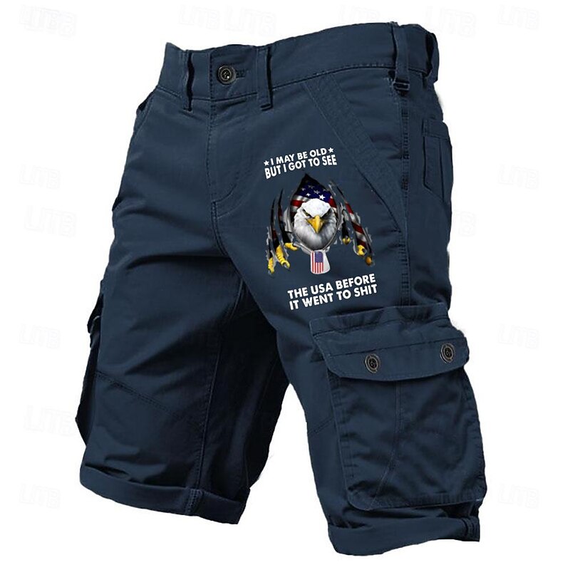 Men's Letter Eagle American Flag Cargo Shorts Mid Waist Sports Fashion Designer Outdoor Sports Outdoor Casual 6 Pocket Designer Clothing Apparel2