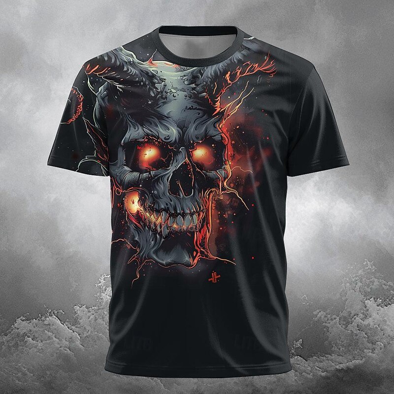 Men's Skull T Shirt Short Sleeve T shirt 3D Print Crew Neck Shirt Designer Gothic Party Street Casual Black Summer Spring Clothing Apparel S M L XL XXL XXXL