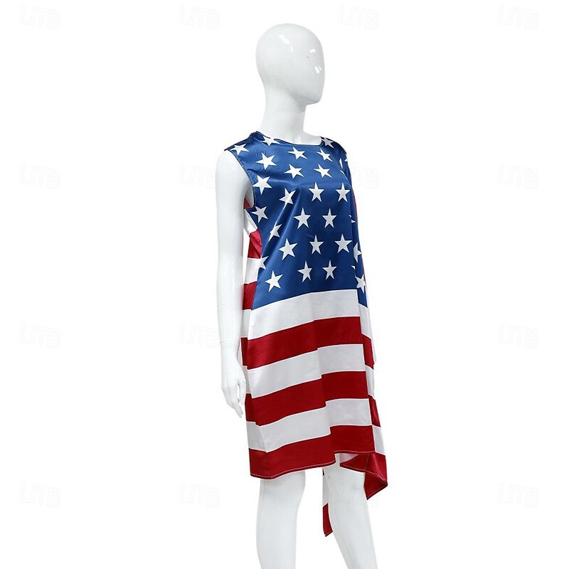 USA Flag Halloween 4th of July Costume Carnival Costume Funny Adults' Women's Carnival Independence Day / the Fourth of July July 4 Performance Party Easy Halloween Costumes Dress Up4