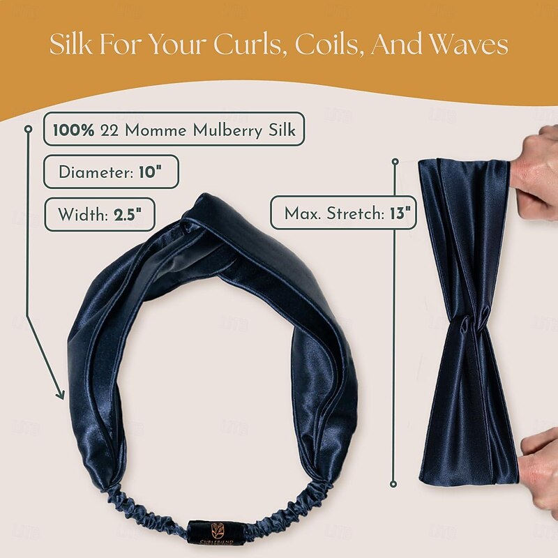 Real Mulberry Silk Headband for Women Elastic Silky Head Band for Thick, Curly Hair Non Slip, No Crease Fashion Headband  Silk Headband for Sleeping, Hair Band for Washing Face3