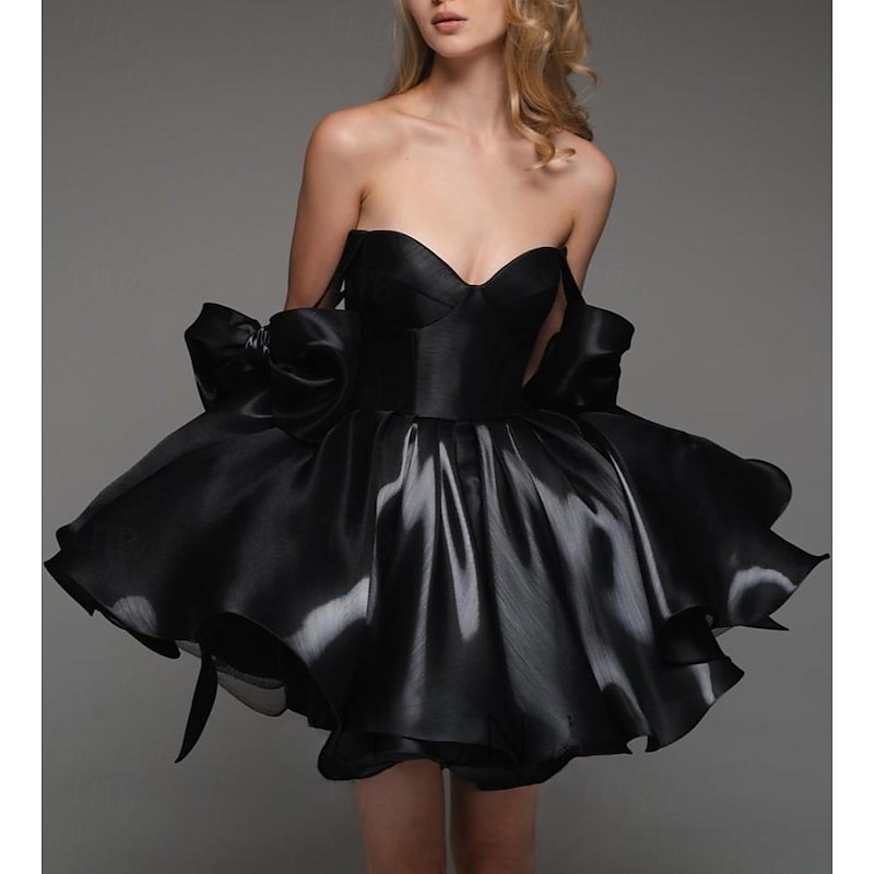 A-Line Homecoming Dresses Corsets Dress Holiday Graduation Short / Mini Sleeveless Spaghetti Strap Satin with Bow(s)3
