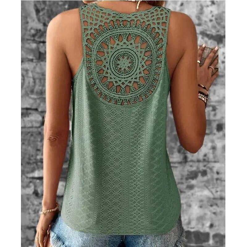 Women's Camisole Tank Top White Pink Blue Plain Cut Out Street Daily Fashion V Neck Regular Fit S3