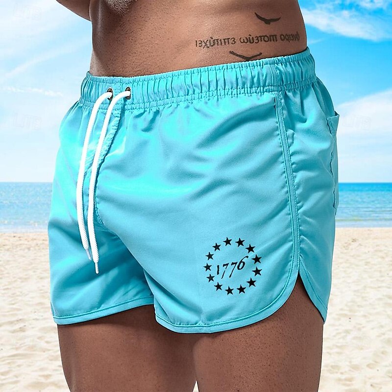 Men's Board Shorts Swim Shorts Swim Trunks Drawstring Elastic Waist Star Comfort Quick Dry Short Holiday Beach Weekend Fashion Casual Black Yellow Micro-elastic4
