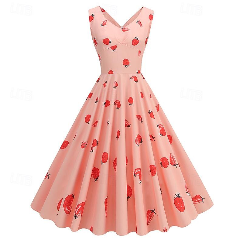 Retro Vintage 1950s Vacation Dress Midi Dress Swing Dress Flare Dress Floral Fruit Fancy Dress Women's Masquerade Casual Daily Bachelorette Party Adults' Dress Homecoming Dresses3