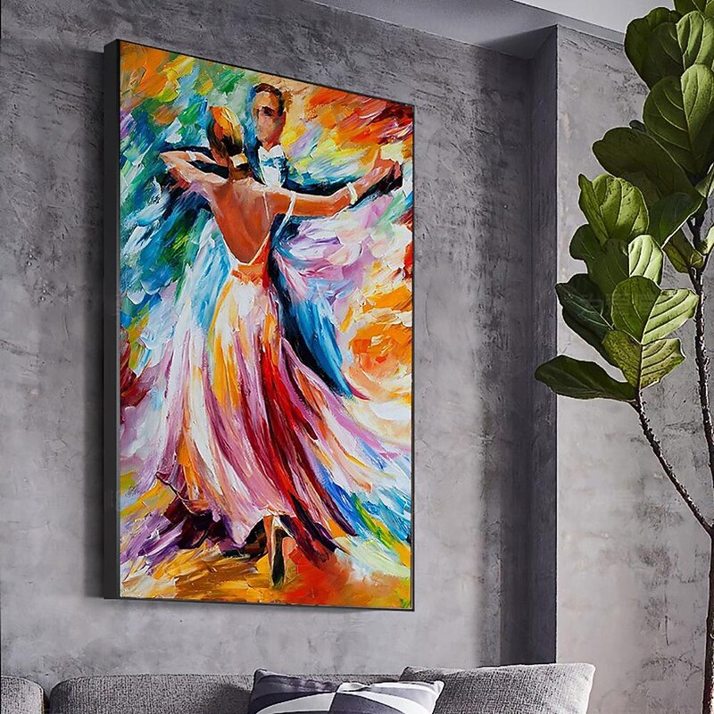 Handmade Oil Painting Canvas Wall Art Decoration Brilliant Colours Figure Abstract Tango Dance for Home Decor Rolled Frameless Unstretched Painting4