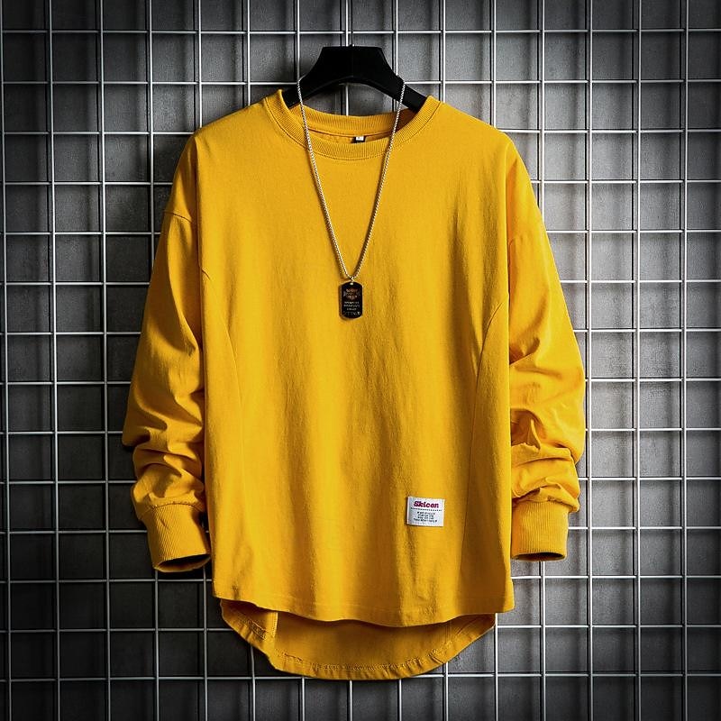 Men's T Shirt Tee Tee Top Long Sleeve Shirt Long Sleeve Crew Neck Spring &  Fall Plain Fashion Designer Basic Vacation Street Going out Black White Yellow Top Tee for Men4