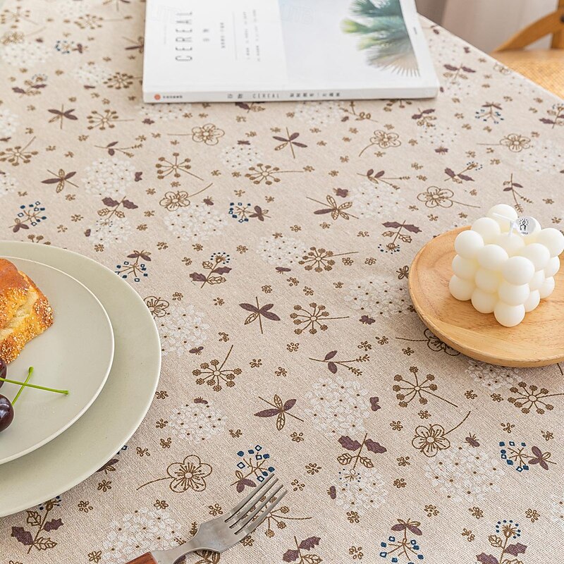 100% Cotton Fringed Tablecloth with Tassel Floral Plant4