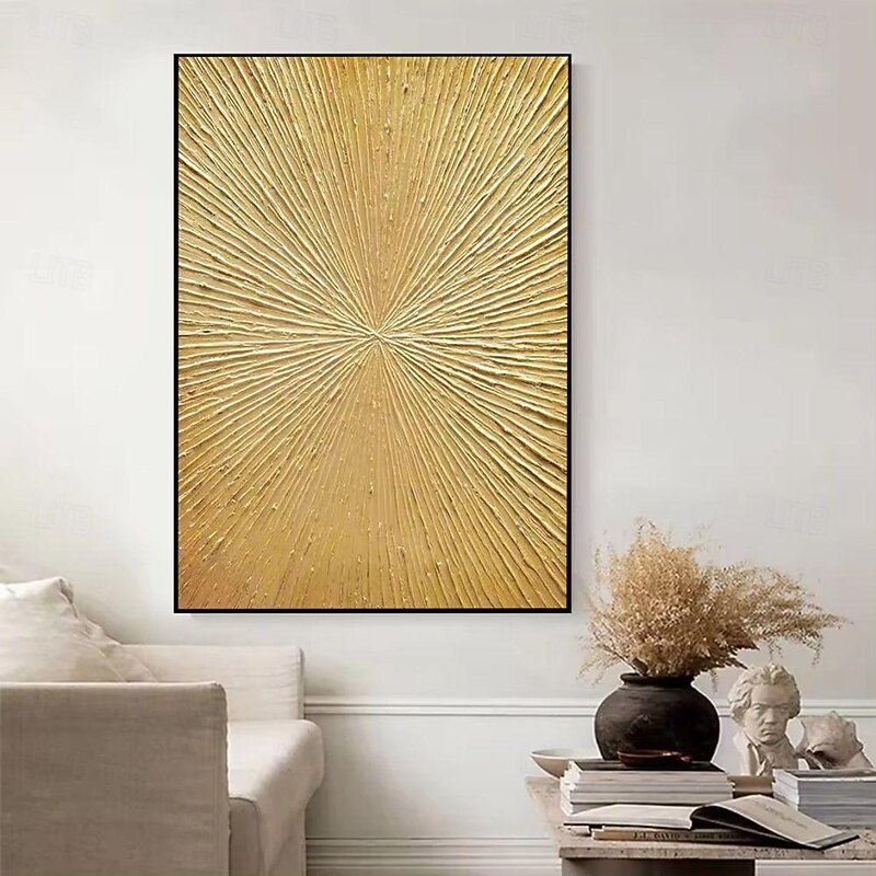 Handmade Oil Painting Canvas Wall Art Decoration Abstract Texture Golden Light Radiant for Home Decor Rolled Frameless Unstretched Painting3