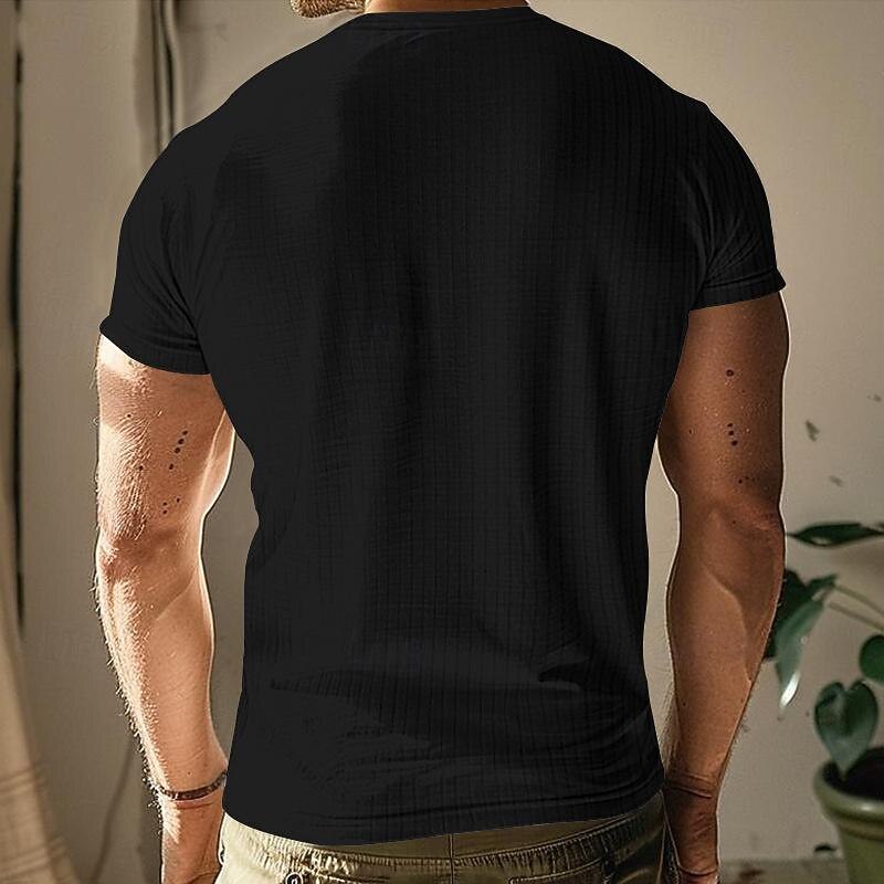 Men's Button T Shirt T Shirt Henley Shirt Tee Short Sleeve Henley Spring & Summer Plain Pit Strip Fashion Designer Basic Vacation Street Going out Wine Black White Top Tee for Men 6