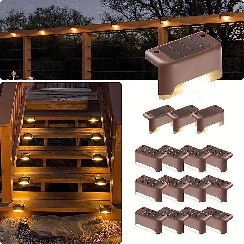 16pcs Solar Garden Step Stair Lights, Durable Waterproof Stair Deck Decor - Bright Aisle, Wall & Rail Illumination for Household Gardens, Energ Saving Outdoor Lighting Solution