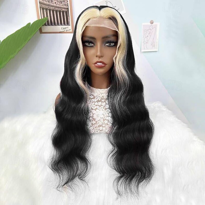 1B/613# Highlights Dyeing Color Human Hair 13x4 Lace Front Wig Body Wave 150%% Density4