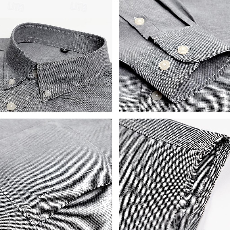 Men's Dress Shirt Button Down Shirt Oxford Shirt Plain Wedding Outdoor Light Blue Black White Pink Long Sleeve Turndown Summer Spring Clothing Apparel2