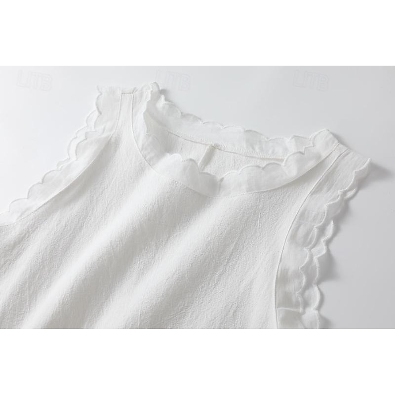 Women's Mini Dress White Dress Graduation Dress Cotton Linen Dress Sundress Basic Casual Vacation Daily Date Regular Fit Plain Sleeveless Crew Neck Black White Pink Blue Summer Spring2