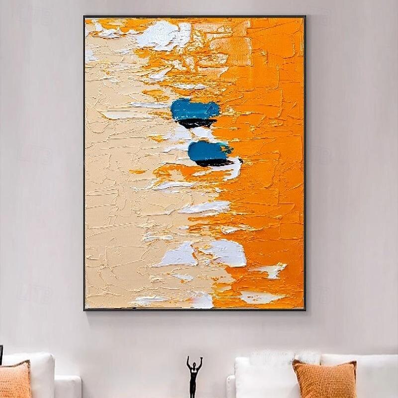 Oil Painting Hand Painted pattle knife painting on Canvas handmade Gentle Orange Beige Abstract painting Thick Textured Strokes Impasto Modern Wall Art Decoration