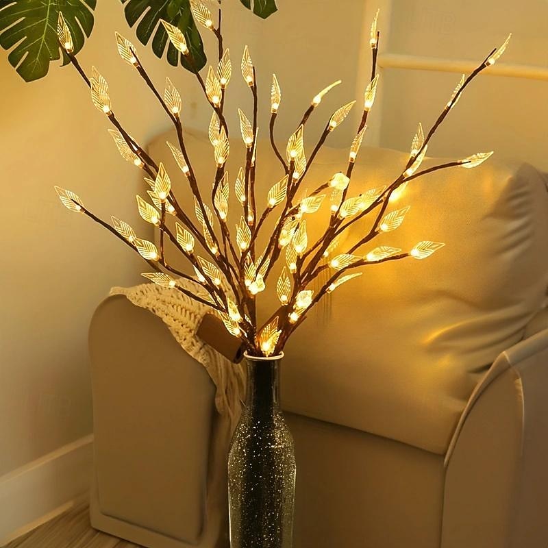 1pc 20 LED Transparent Leaf Branch Light, LED Light Strips Willow Branch Lamp Floral Lights Illuminate Your Space with Elegant Ambianc Perfect for Home Garden Wedding Christmas Holiday Decorations