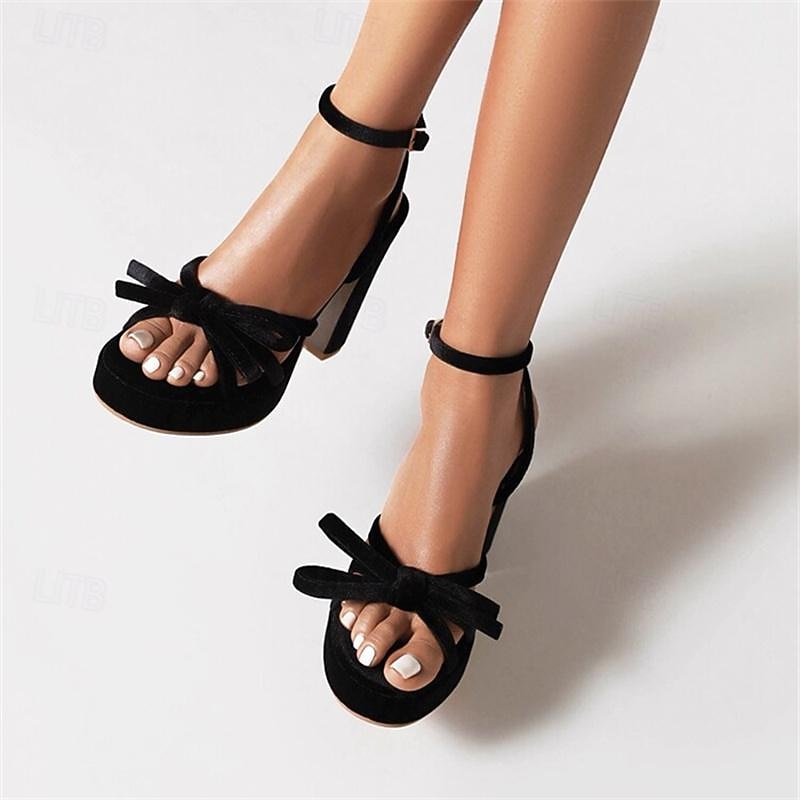 Women's Red Velvet Platform High Heel Sandals – Elegant Bow Ankle Strap Party Shoes for Evening, Wedding & Special Occasions 5