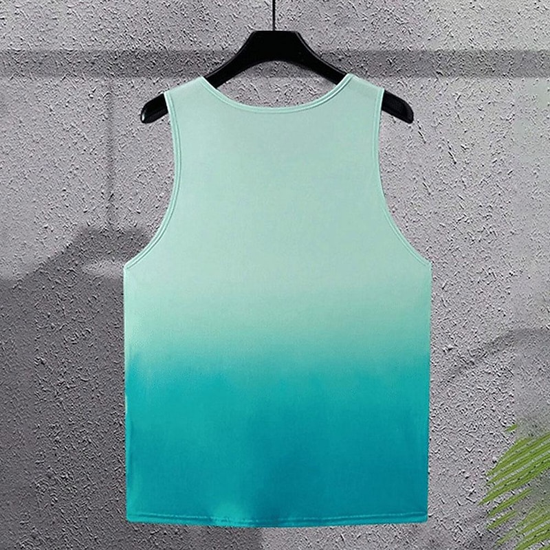 Men's Ombre T Shirt Vest Top Sleeveless T shirt 3D Print Crew Neck Shirt Vacation Tropical Party Casual Holiday Blue Summer Spring Clothing Apparel S M L XL XXL XXXL2