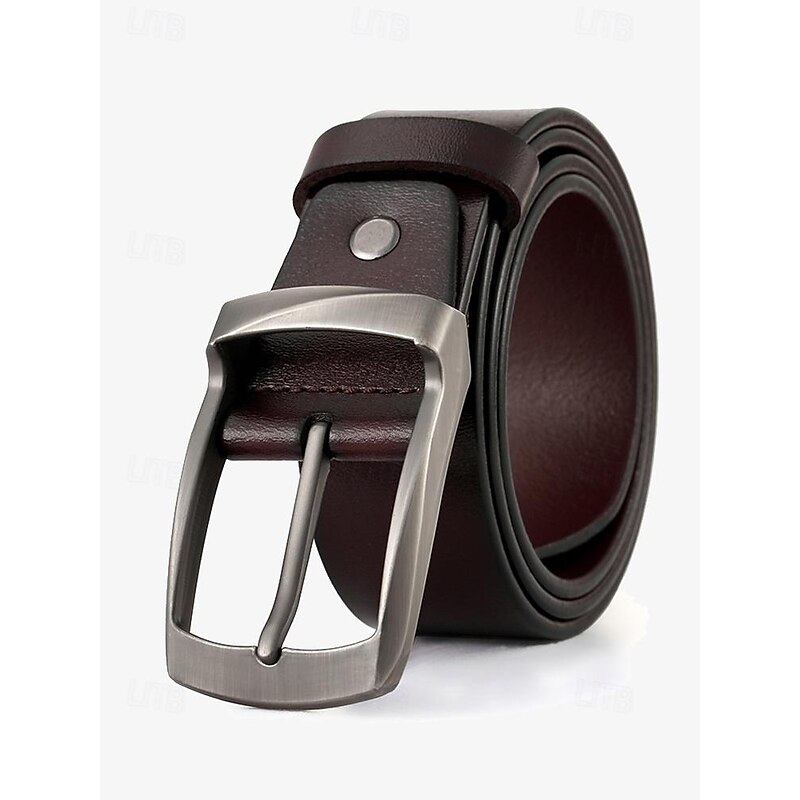 Classic Men's Leather Belt with Stainless Steel Buckle - Durable, Stylish Accessory for Formal and Casual Outfits