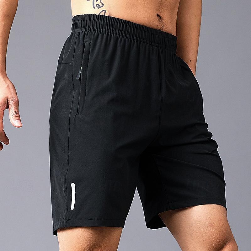 Men's Athletic Shorts Active Shorts Shorts Running Shorts Casual Shorts Pocket Drawstring Elastic Waist Plain Comfort Short Sports Outdoor Daily Going out Fashion Casual Black Blue Micro-elastic