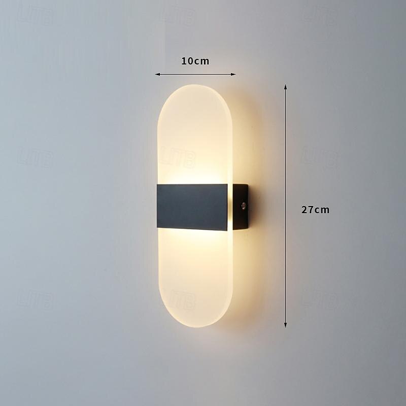 LED Wall Sconce 2-Color Light Source 10cm 5W Nordic Style IP54 Aluminum Acrylic Indoor Wall Lamps Lighting for Bedroom Bathroom Living Room Hallways 85-265V2