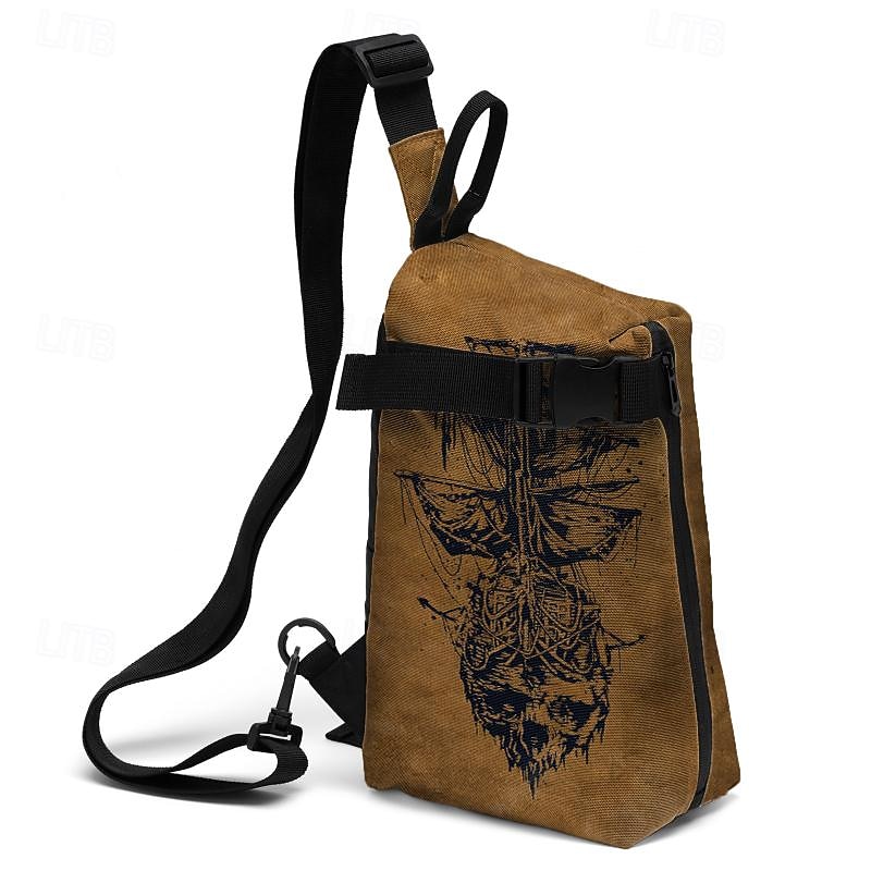Men's Crossbody Bag Shoulder Bag Chest Bag Polyester Outdoor Daily Holiday Zipper Print Large Capacity Lightweight Multi Carry Rudder Sailboat Earth Yellow Dark Blue4