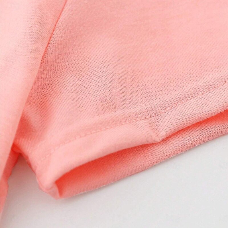 Toddler Girls' Easter T shirt Bunny School Short Sleeve Fashion 3-7 Years Summer Champagne4