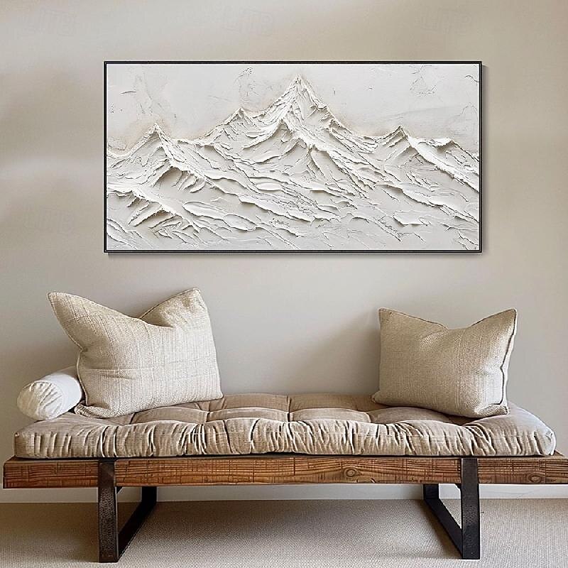 Abstract Mountain Landscape painting Handmade white mountain Oil Painting Textured Knife mountain painting Art White Mountain Bedroom Wall Decor Living Room Decorative Painting3