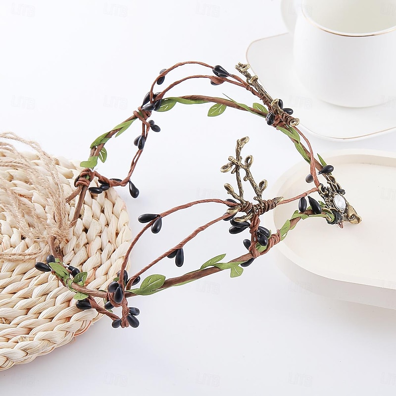 Floral Medieval Renaissance Headpiece Headband Fairy Elven Fancy Dress Women's Celtic Fantasy Royal Halloween Carnival Masquerade Party / Evening Adults' Headwear3