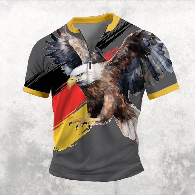Germany Flag Eagle Patriotic Casual Men's 3D Print T shirt Tee Daily T shirt White Red Dark Blue Short Sleeve Shirt Spring & Summer Clothing Apparel S M L XL XXL 3XL